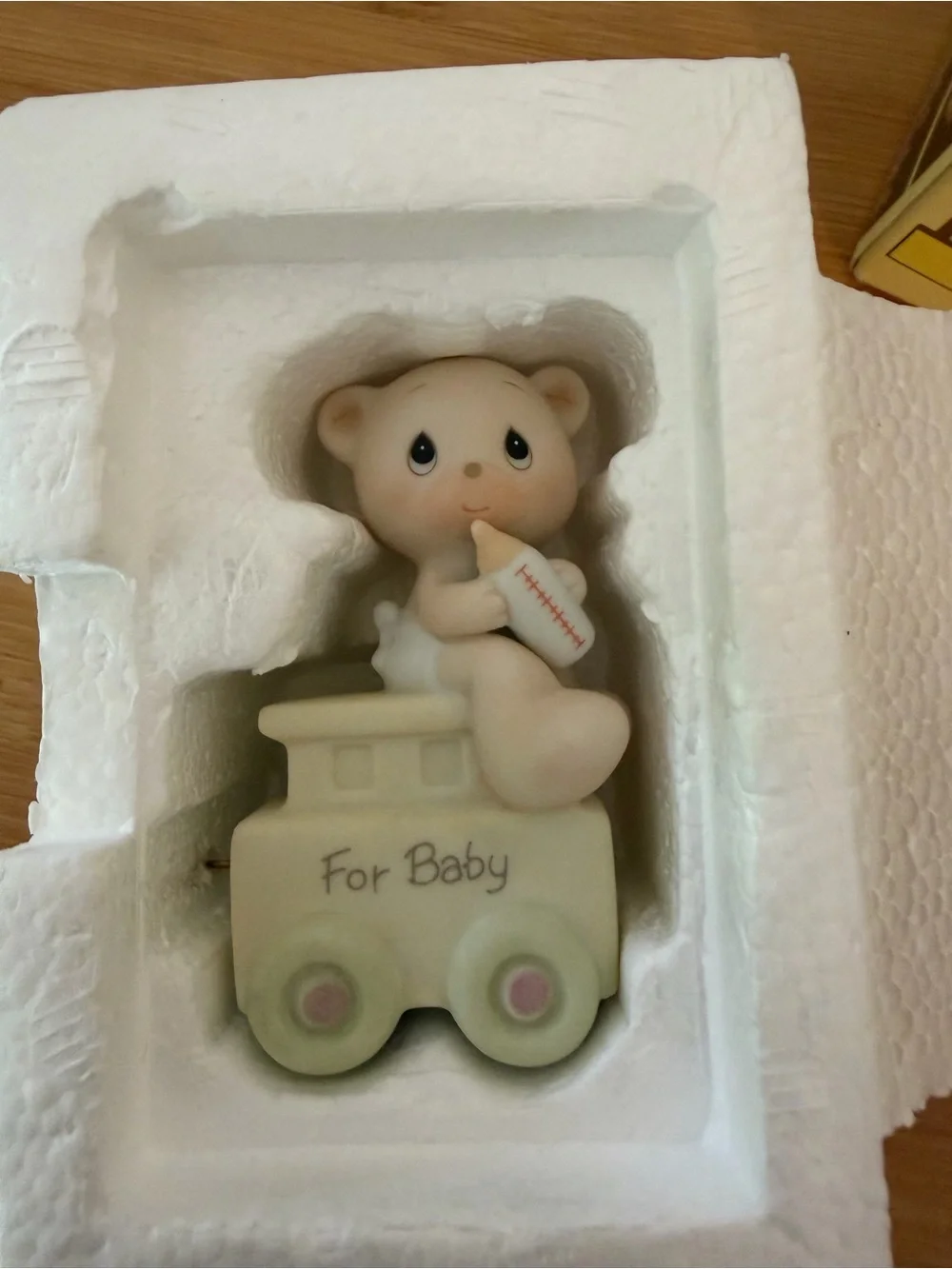 Vintage ENESCO Precious Moments 1985 #15938 FOR BABY Birthday Toy Train Figurine